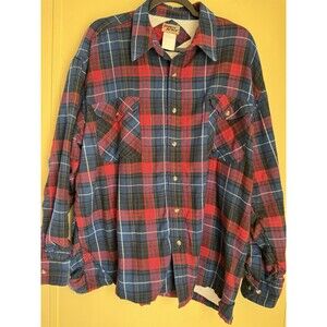 Sports Afield Blue Red Plaid Thermal Lined Flannel Shirt Shacket Men’s XL